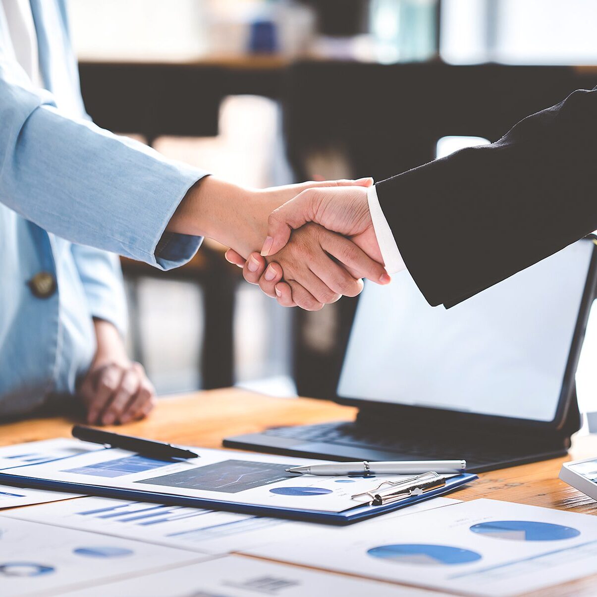 business people shaking hands at work teamwork